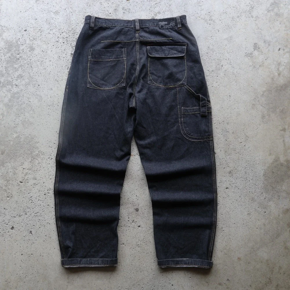 Y2K FUBU The Collection Men's Jeans Size‎ 38 Black Baggy Hip Hop Embroidered